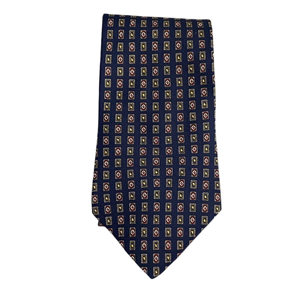 Tommy Hilfiger Tie Navy Blue Geometric Silk Mens Neck Tie Necktie